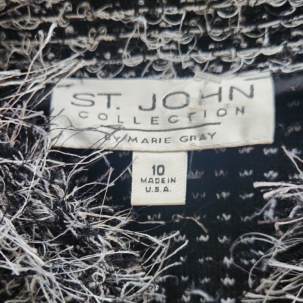 ​VTG St. John Collection Marie Gray Eyelash Knit Jacket - Size 10
